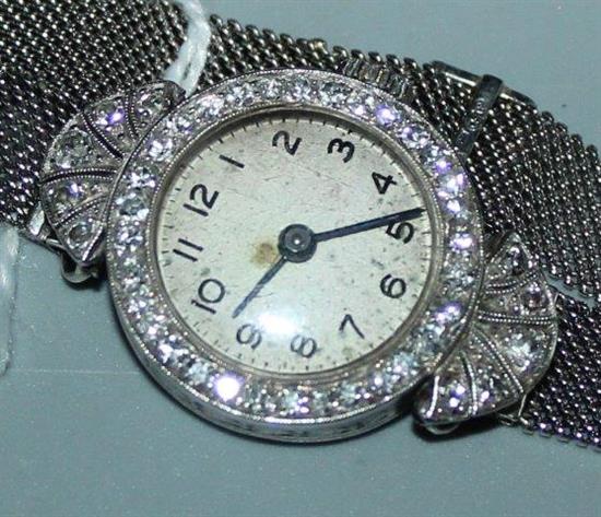 Felsa Art Deco platinum and diamond cocktail watch on 18ct gold bracelet, Ref. 4023